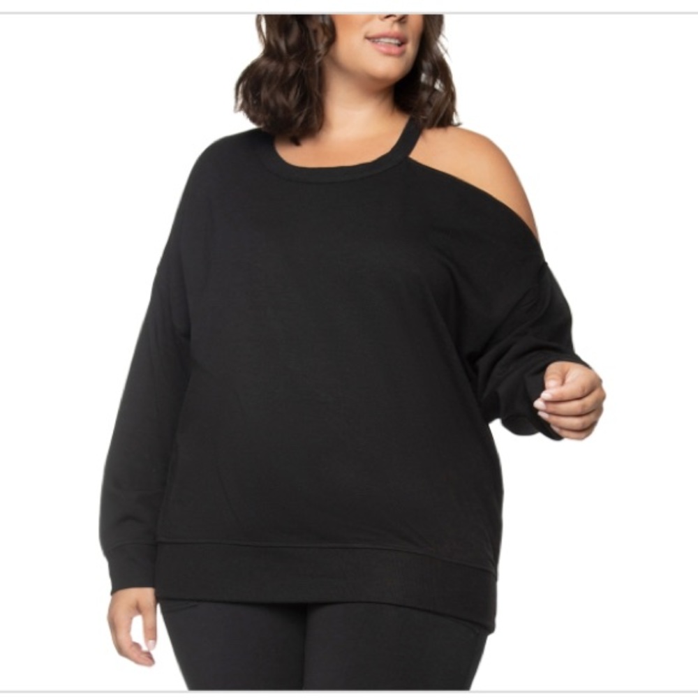 Black Tape Plus Size Cold-Shoulder Knit Top